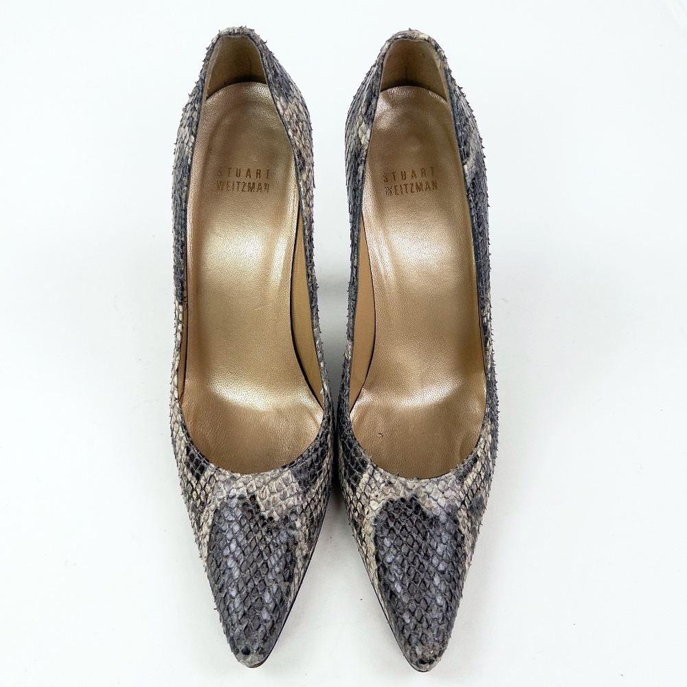Stuart Weitzman Grey Python Leather Pointed Toe P… - image 3